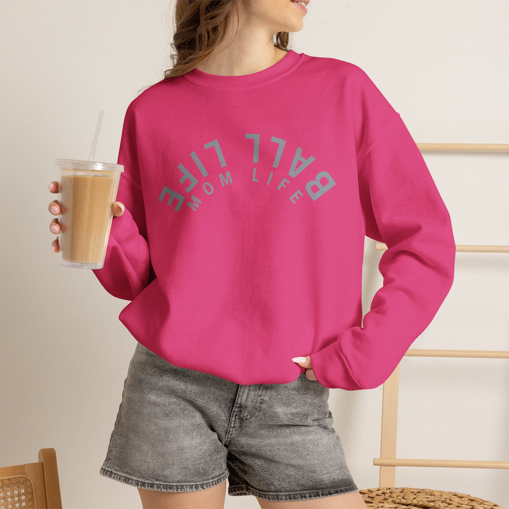 Crewneck Sweatshirt for Mom — Ball Life Mom Life Minimal Athletic Sweatshirt