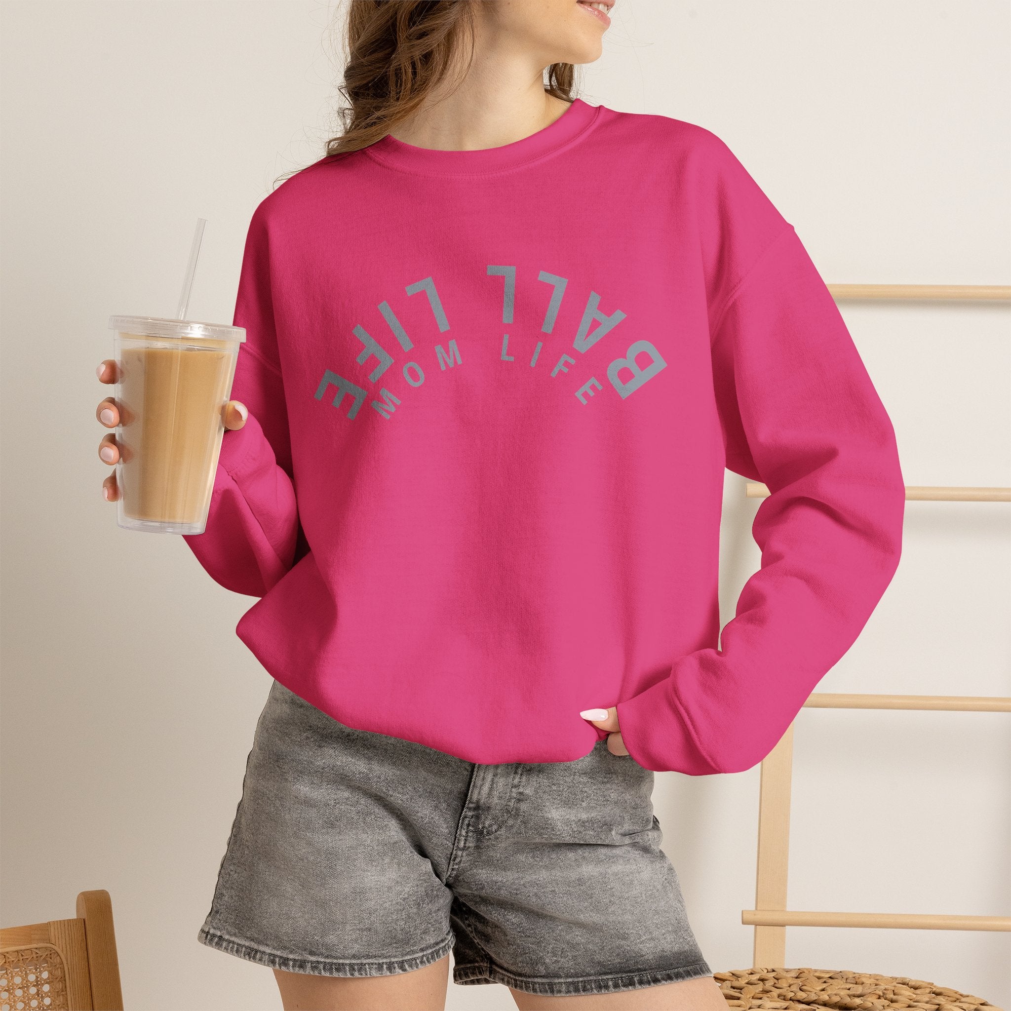 Crewneck Sweatshirt for Mom — Ball Life Mom Life Minimal Athletic Sweatshirt