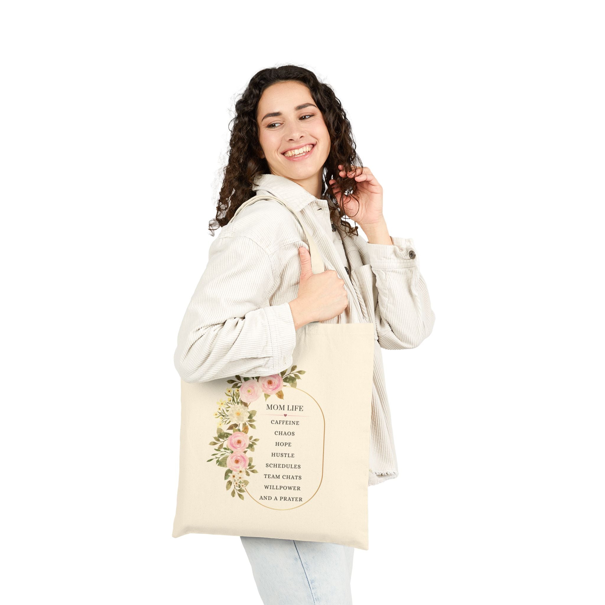 Mom Life Floral Tote Bag — Cotton Canvas Grocery & Market Bag