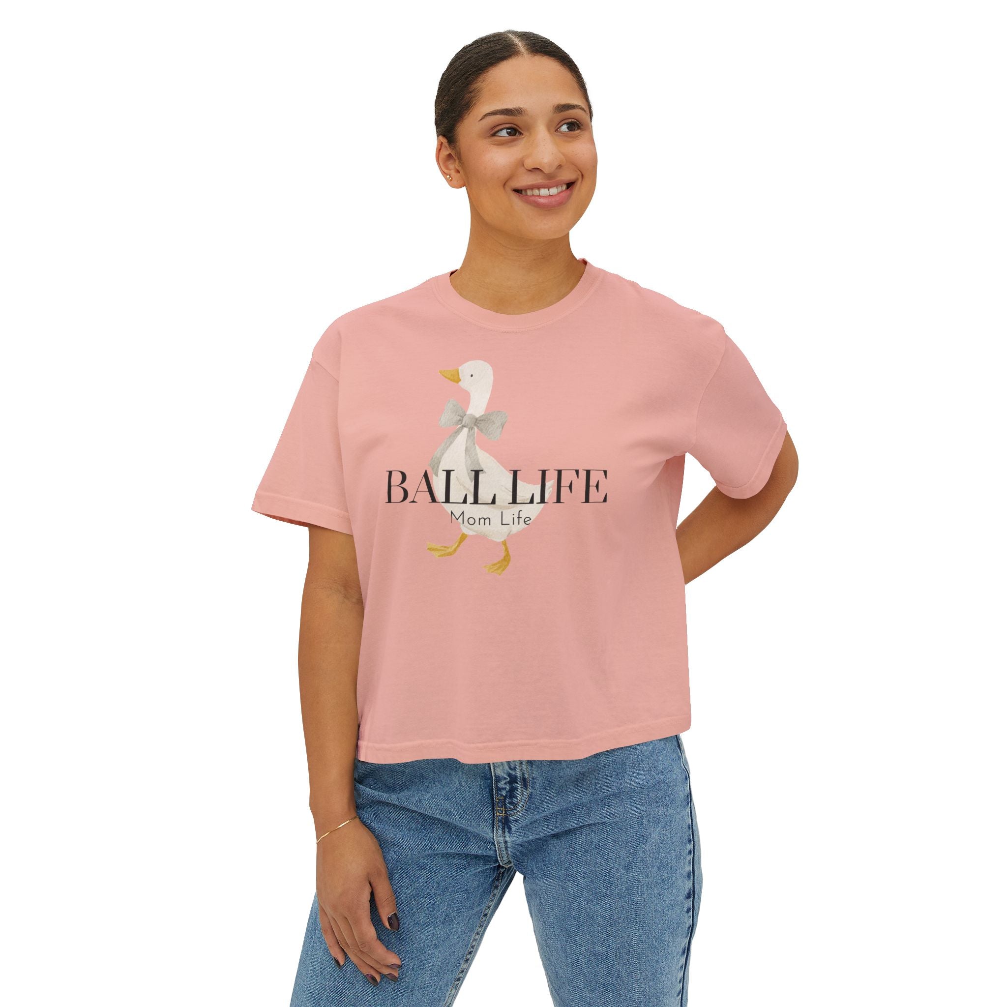 Women's Boxy Tee — Ball Life Mom Life Silly Goose Graphic