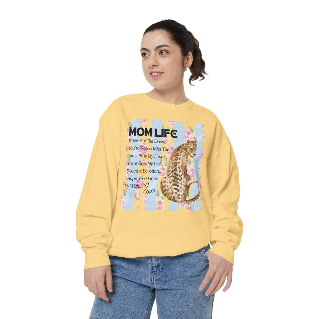 Mom Life Leopard Print Sweatshirt - Floral Striped Song Title Crewneck