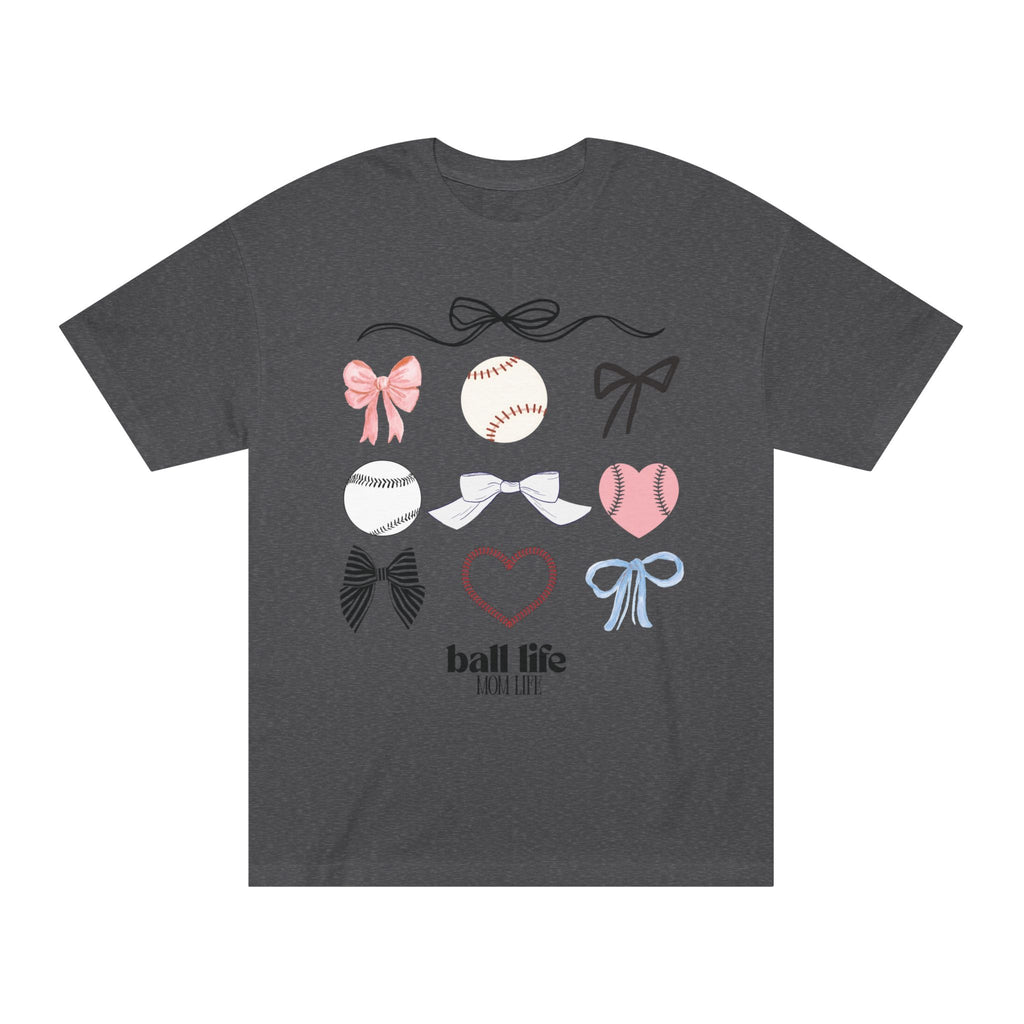 Baseball Bow Graphic Tee — "Ball Life" Bows & Heart Sports Shirt