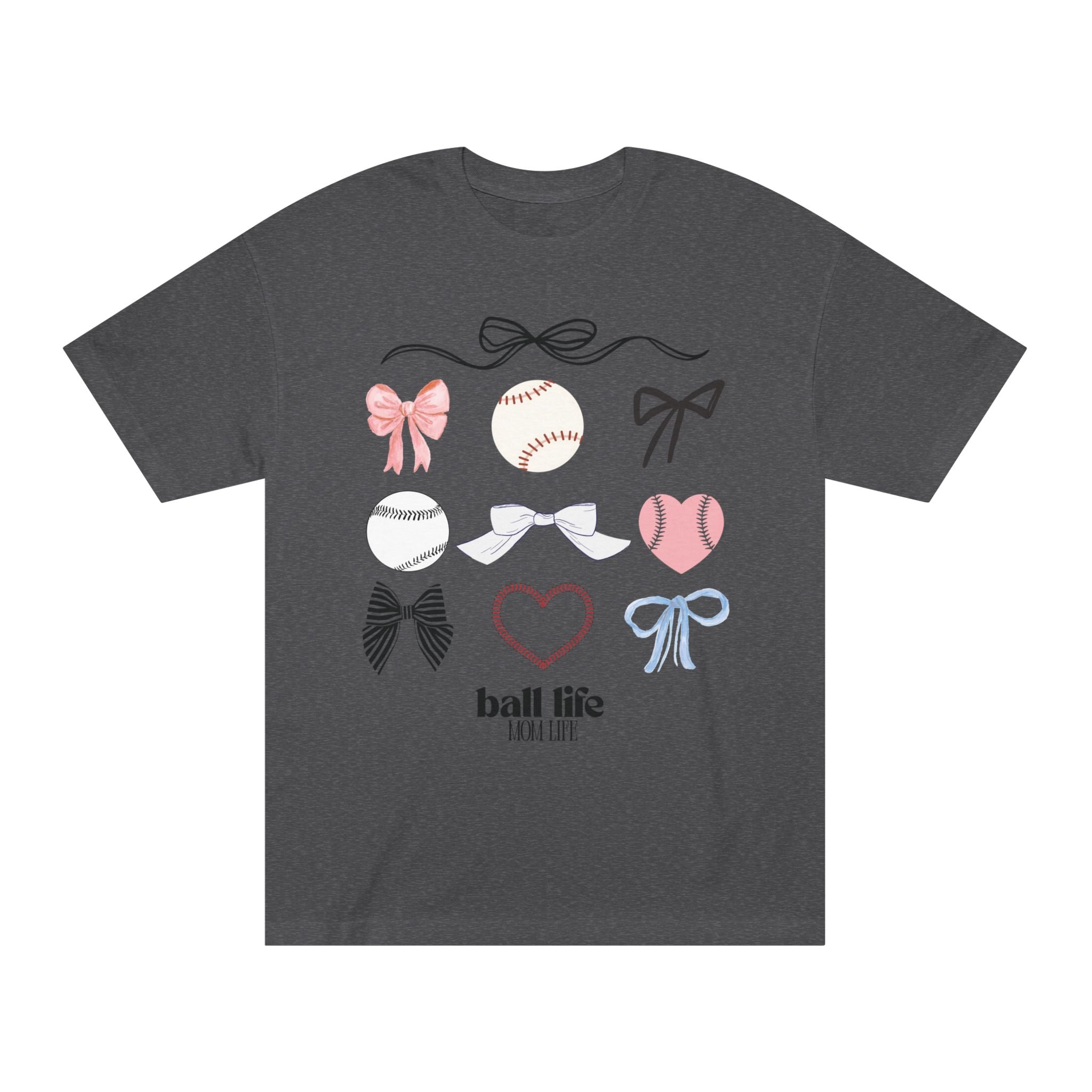 Baseball Bow Graphic Tee — "Ball Life" Bows & Heart Sports Shirt