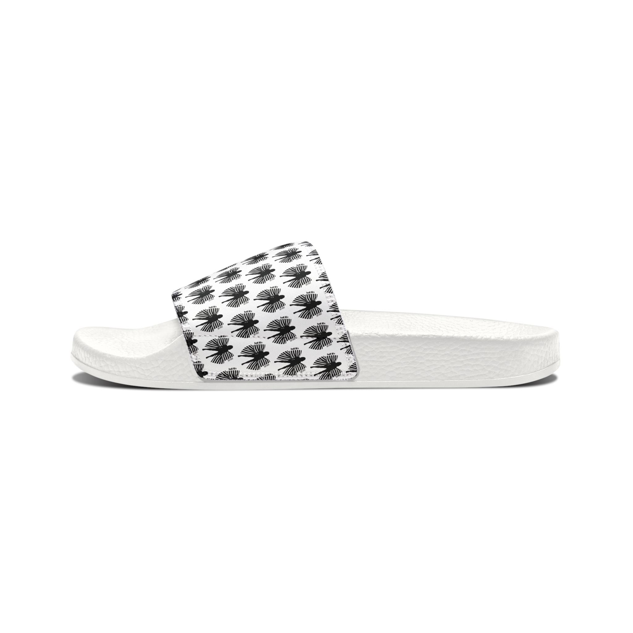 Women's Slide Sandals — Black and White Ball Life Mom Life Pattern