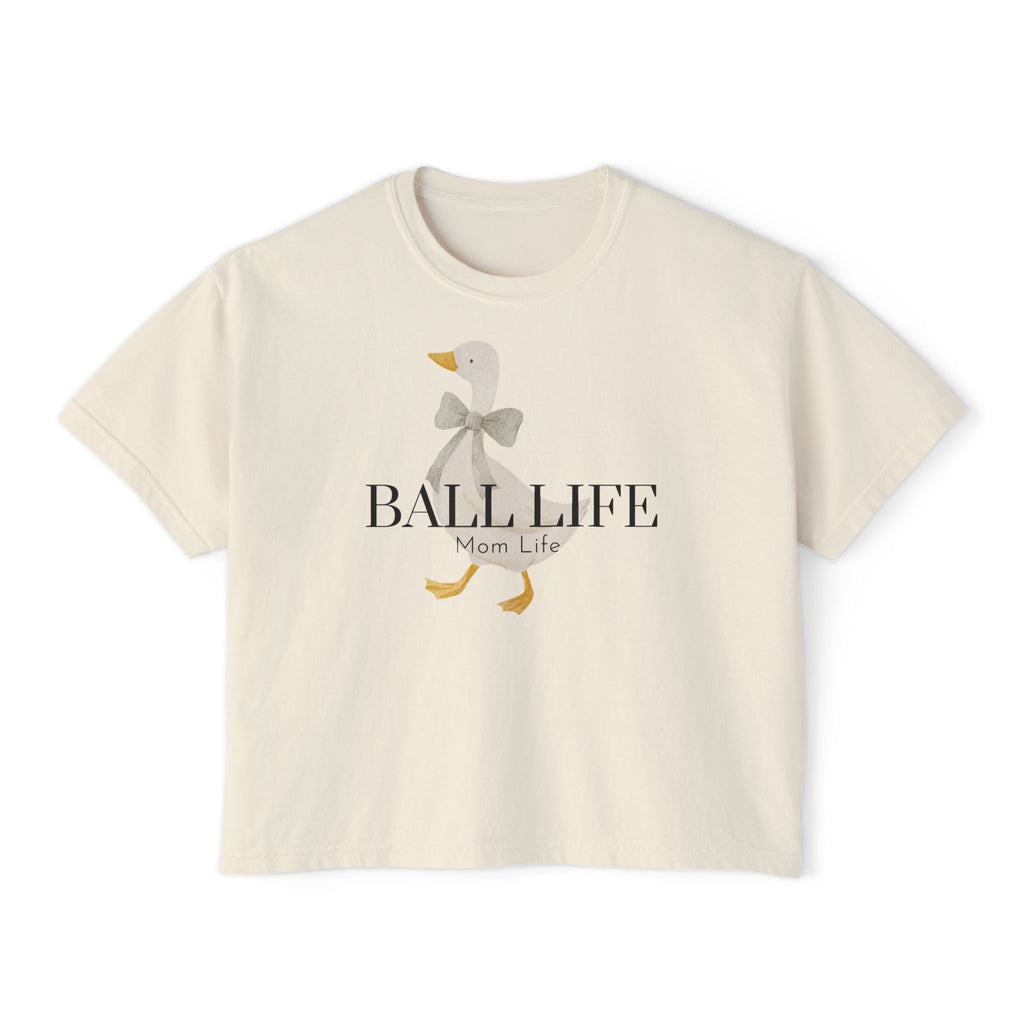 Women's Boxy Tee — Ball Life Mom Life Silly Goose Graphic