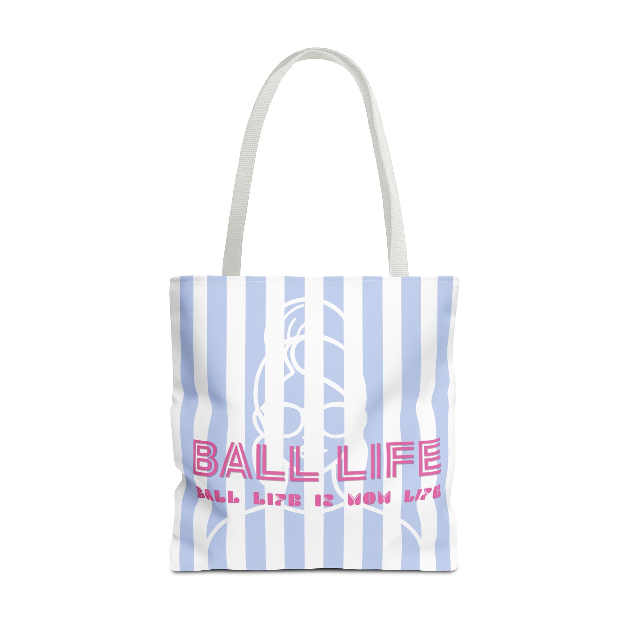 Ball Life Striped Tote Bag — Blue & Pink Athletic Lifestyle Tote