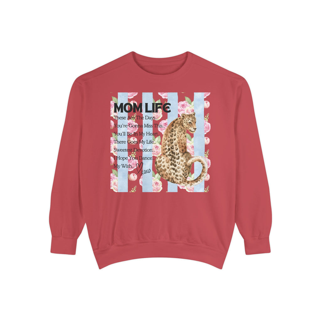 Mom Life Leopard Print Sweatshirt - Floral Striped Song Title Crewneck