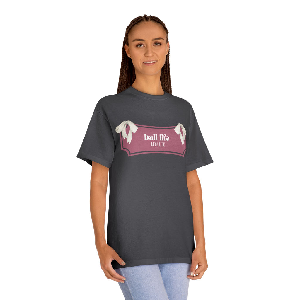 Mom Life Ball Life Ribbon Graphic Tee
