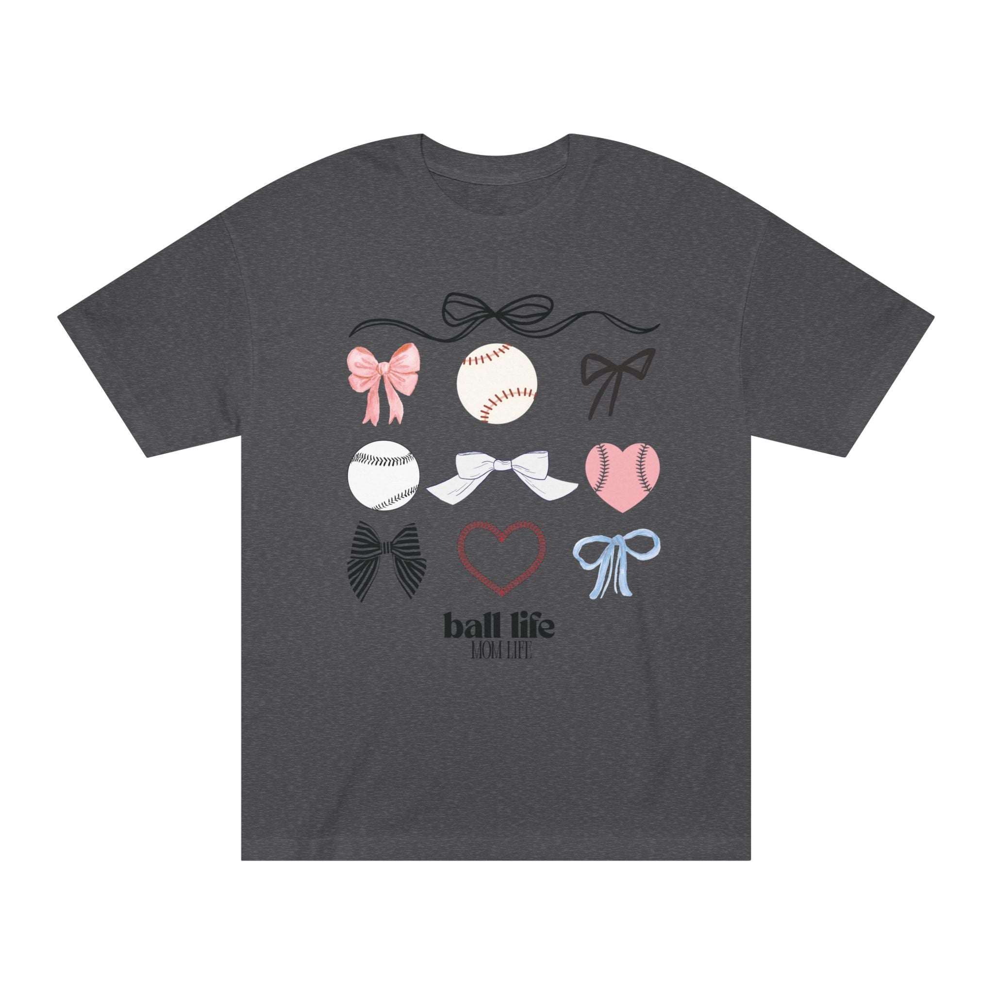 Baseball Bow Graphic Tee — "Ball Life" Bows & Heart Sports Shirt
