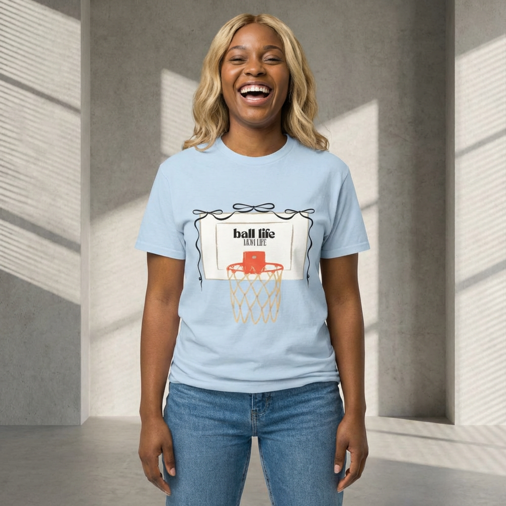 Basketball Hoop Ball Life Mom Life Tee - Vintage Court Graphic T-Shirt