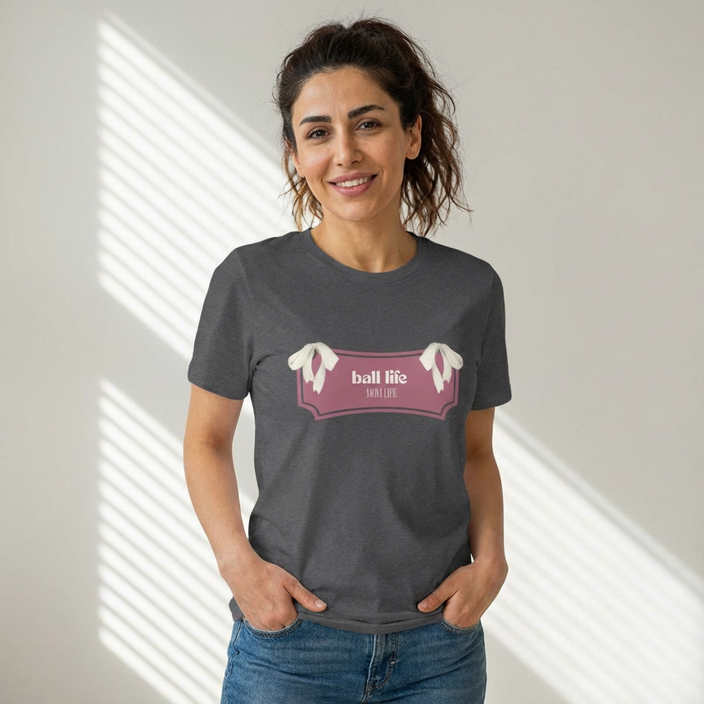 Mom Life Ball Life Ribbon Graphic Tee