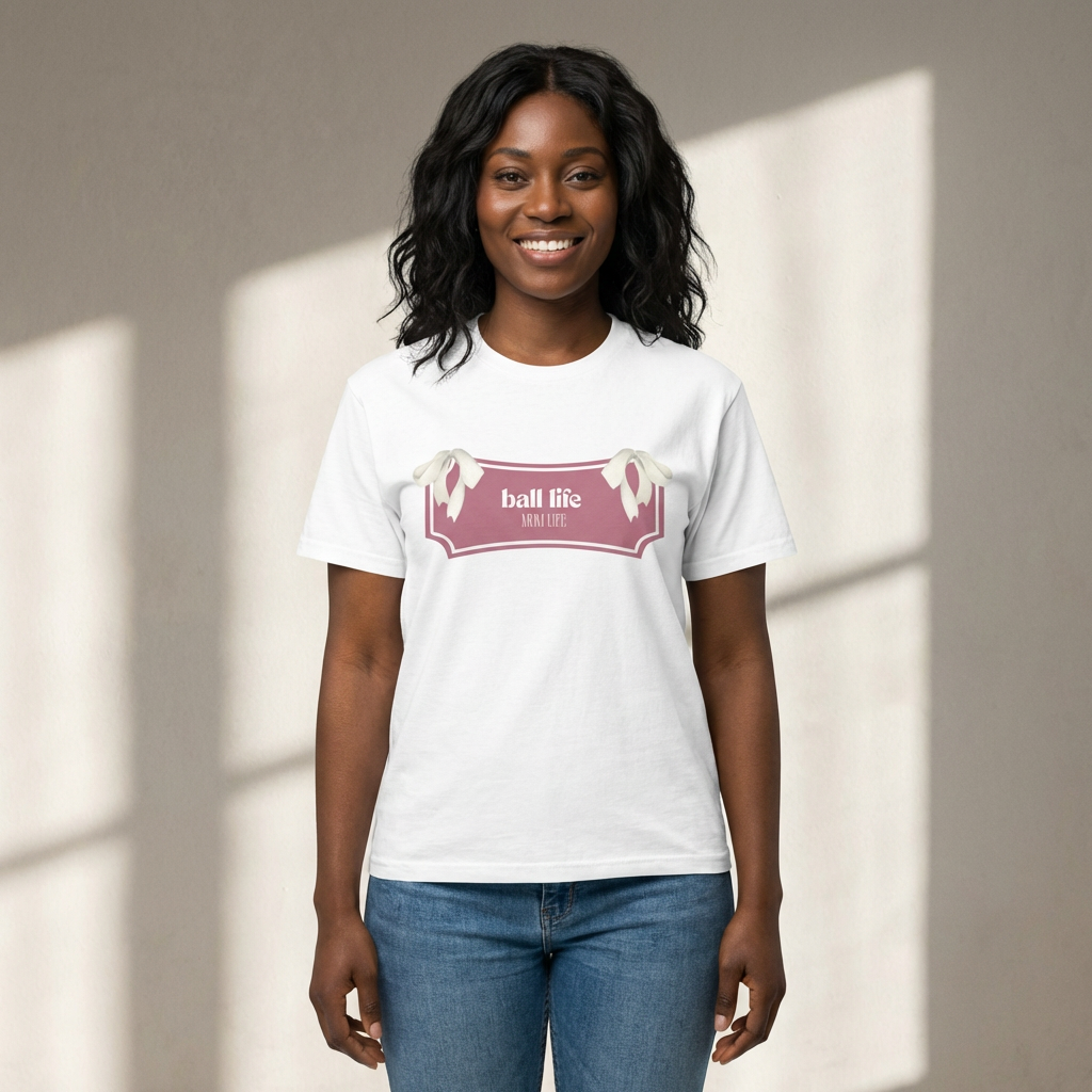 Mom Life Ball Life Ribbon Graphic Tee