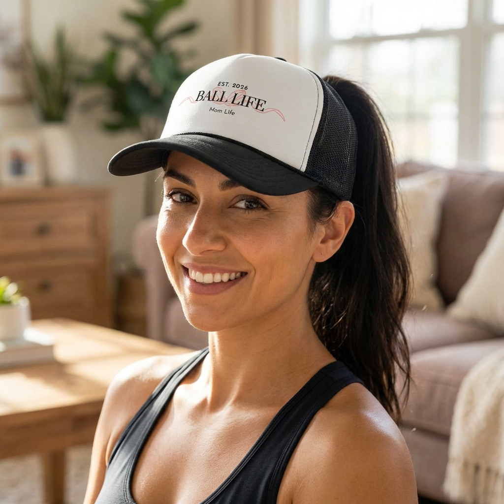 Ball Life Mom Life Trucker Cap — EST. 2026 Casual Sports Hat