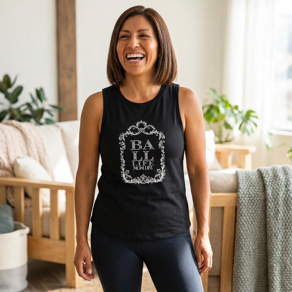 Ball Life Mom Life Crop Top — Floral Vintage Graphic Tank