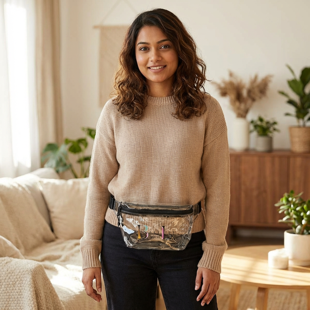 Clear Stadium Fanny Pack — "Ball Life, Mom Life" Clear Bag for Sports