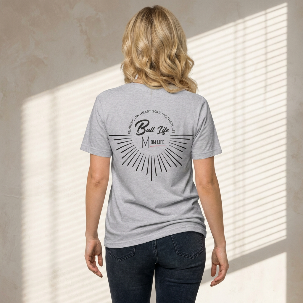 Ball Life T-Shirt — Mom Life Graphic Tee with Retro Sunburst Design