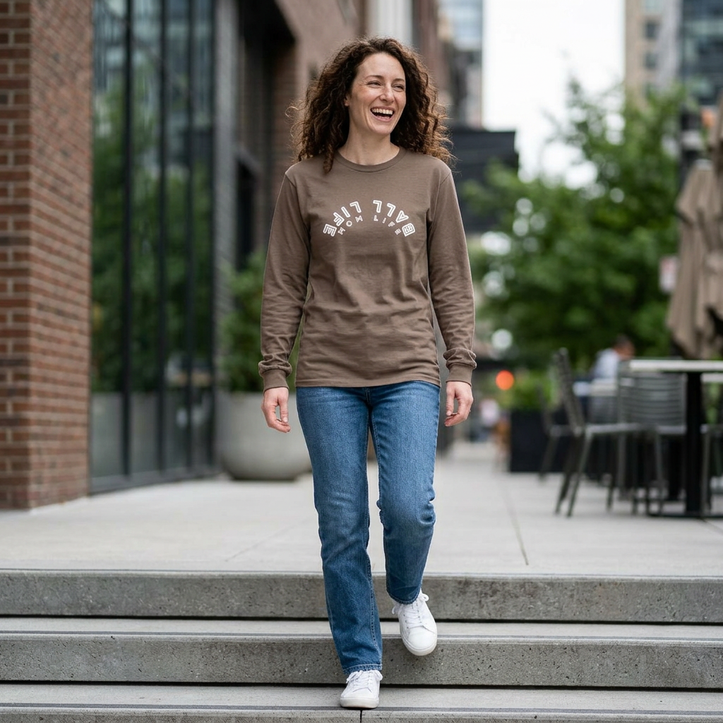 Long Sleeve T-Shirt — Ball Life Mom Life Pastel Upside Down Graphic