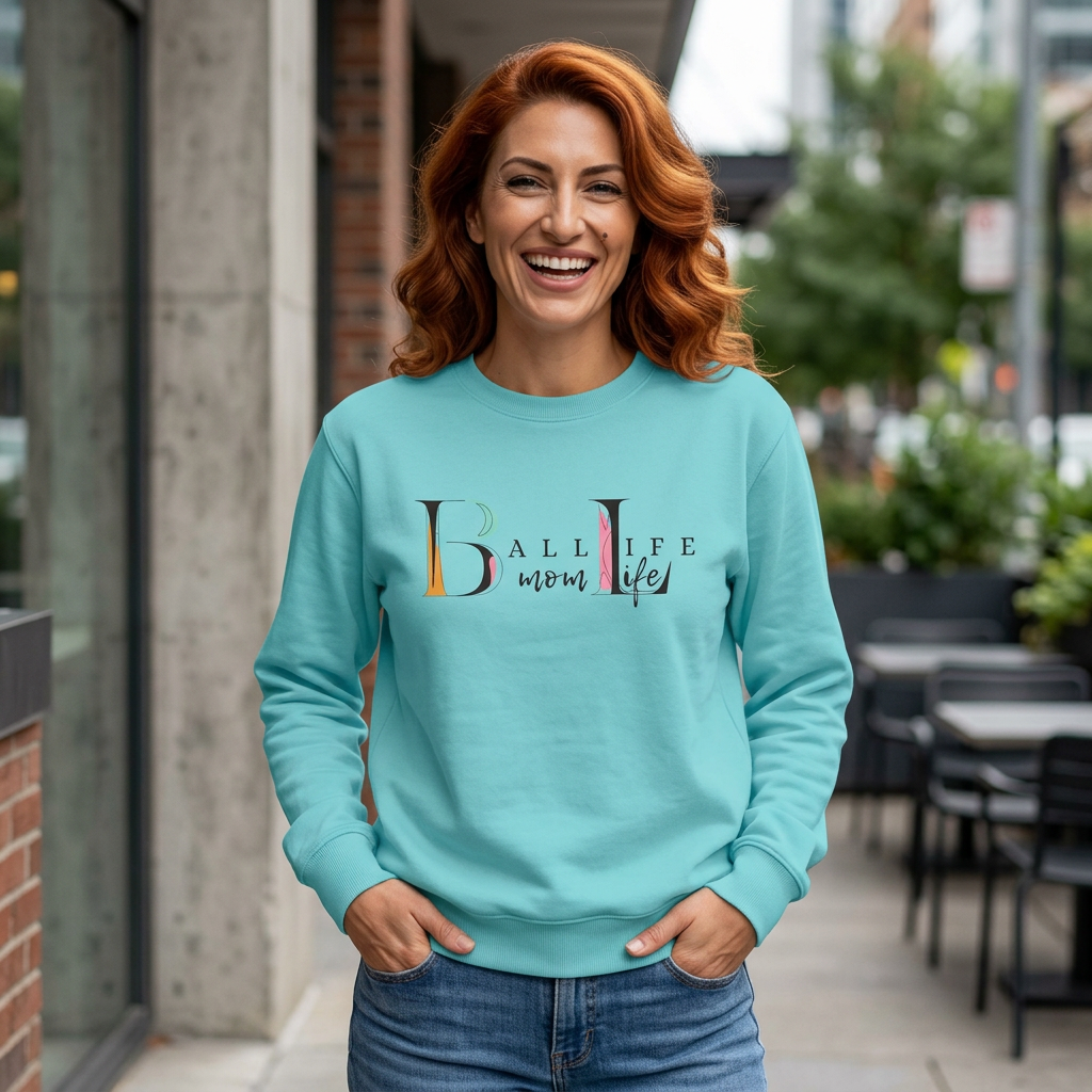Comfort Colors Crewneck Sweatshirt — Ball Life Mom Life Graphic Game Day Sweatshirt