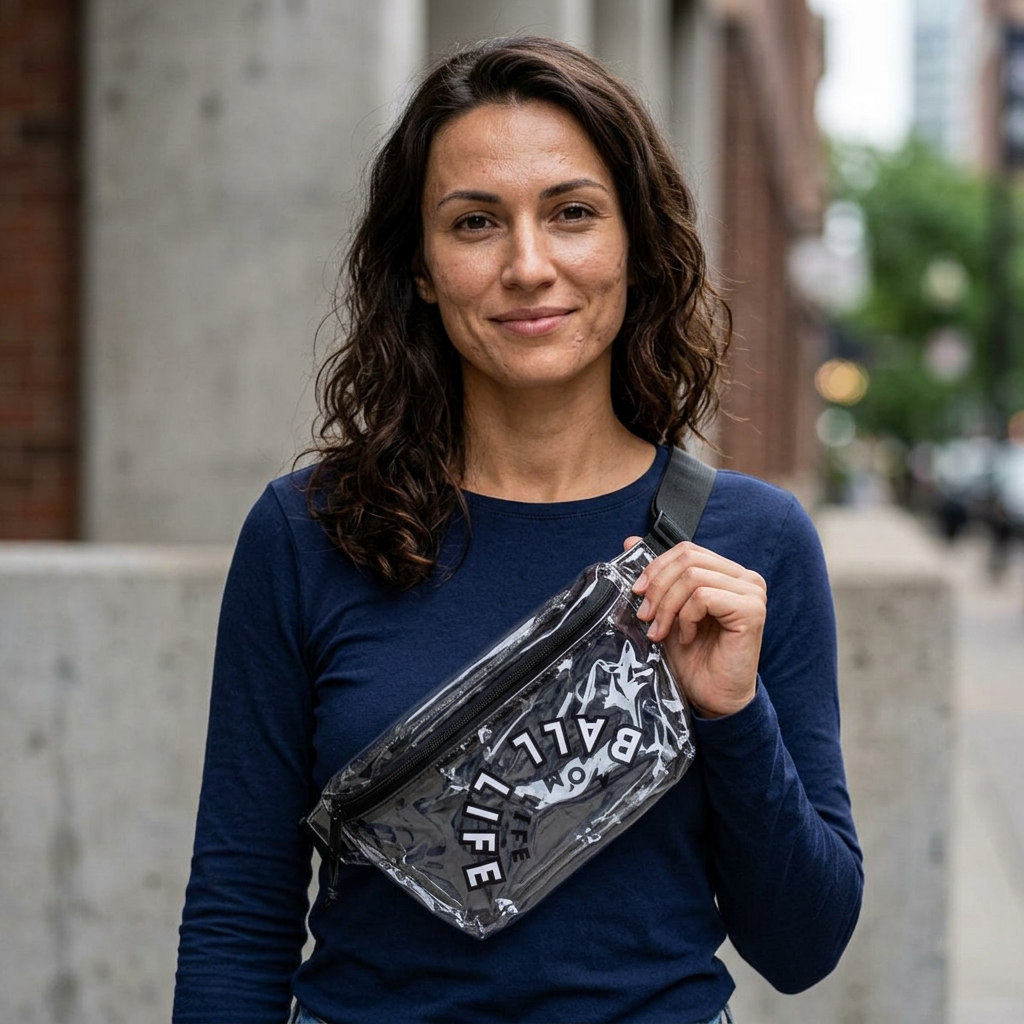 Clear Stadium Fanny Pack — Ball Life Mom Life Clear Black or Iridescent Bag for Sports