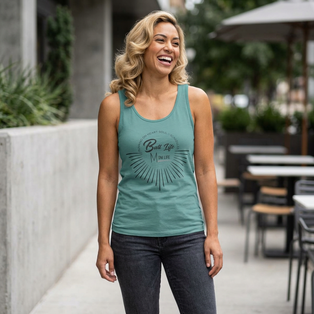 Tank Top — Ball Life Mom Life Retro Sunburst Graphic