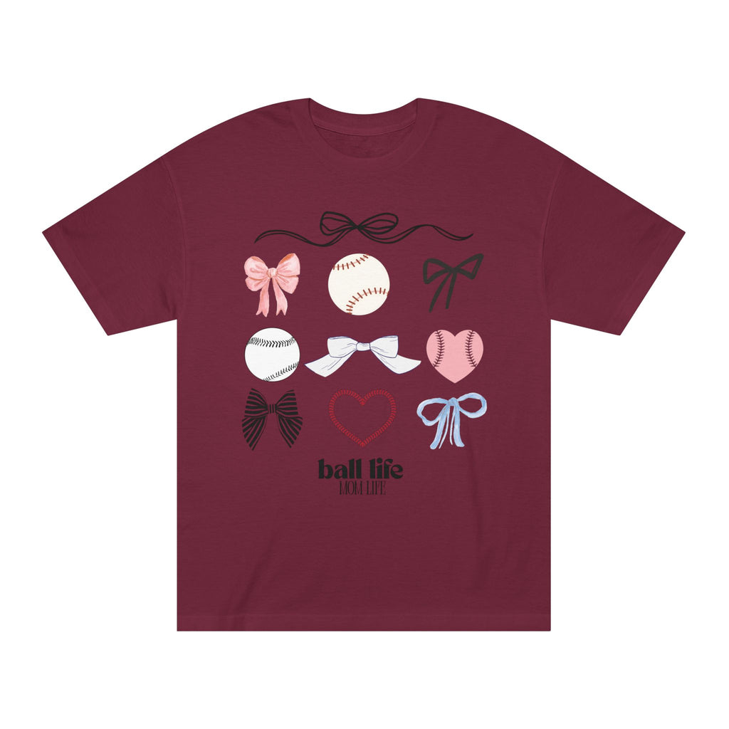 Baseball Bow Graphic Tee — "Ball Life" Bows & Heart Sports Shirt