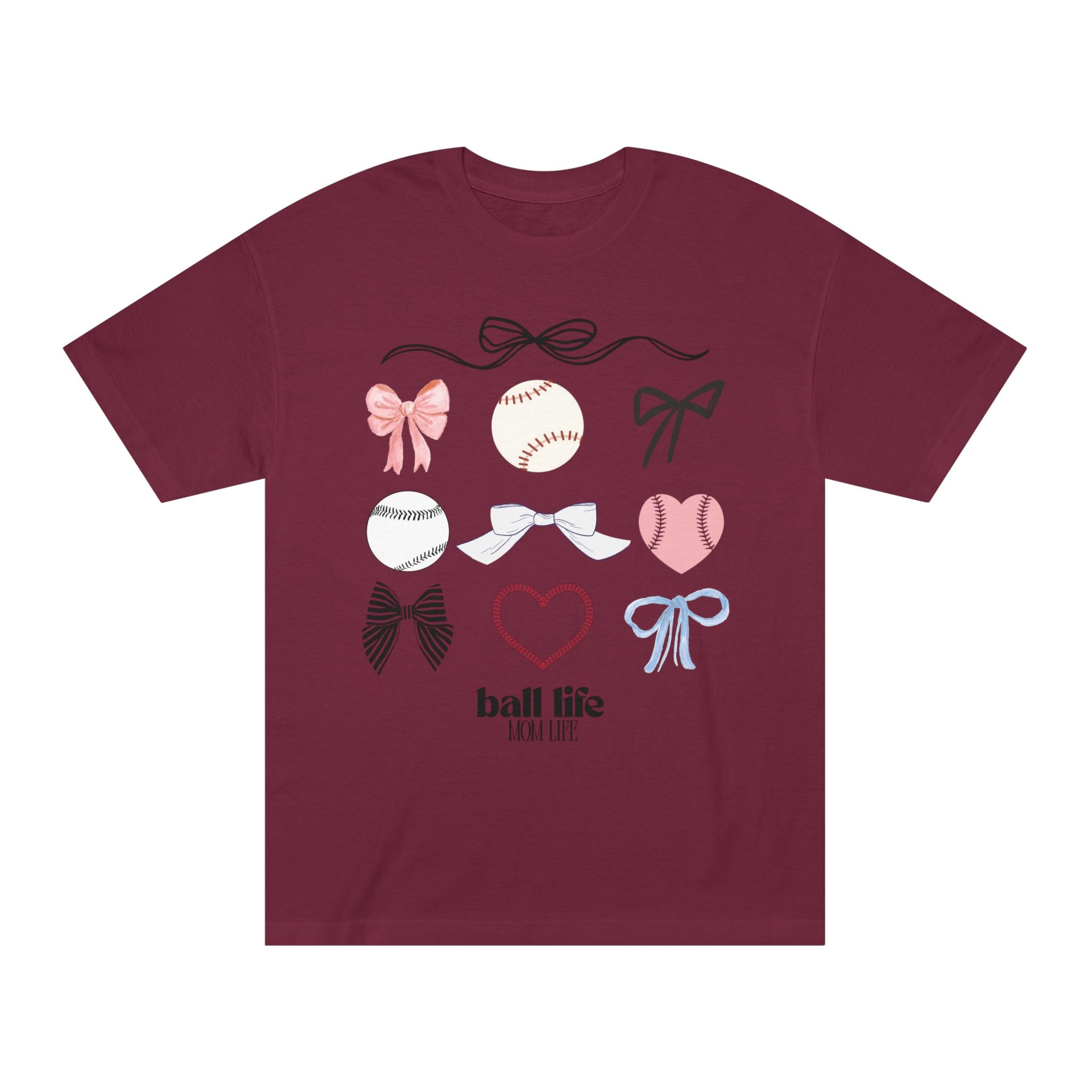 Baseball Bow Graphic Tee — "Ball Life" Bows & Heart Sports Shirt