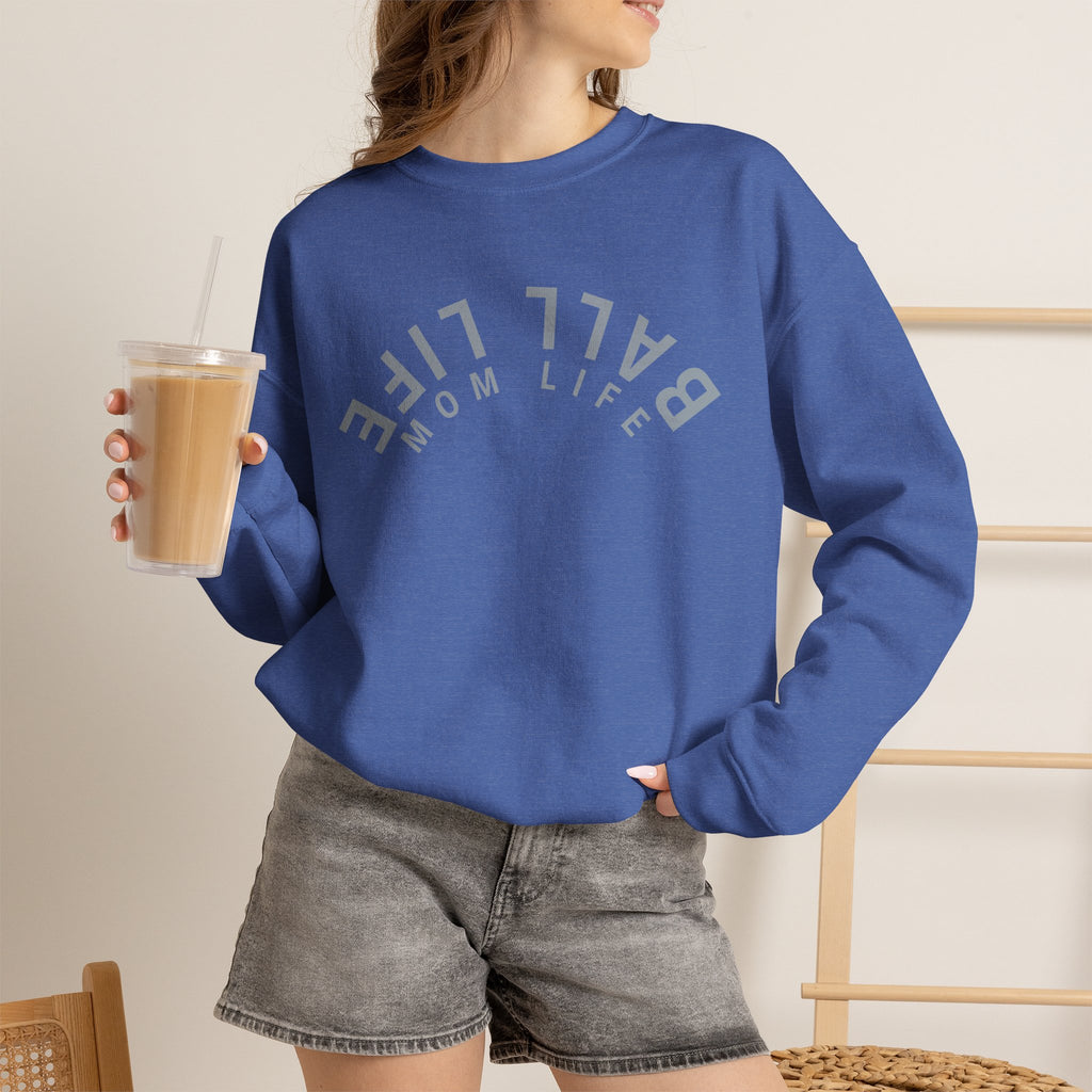 Crewneck Sweatshirt for Mom — Ball Life Mom Life Minimal Athletic Sweatshirt