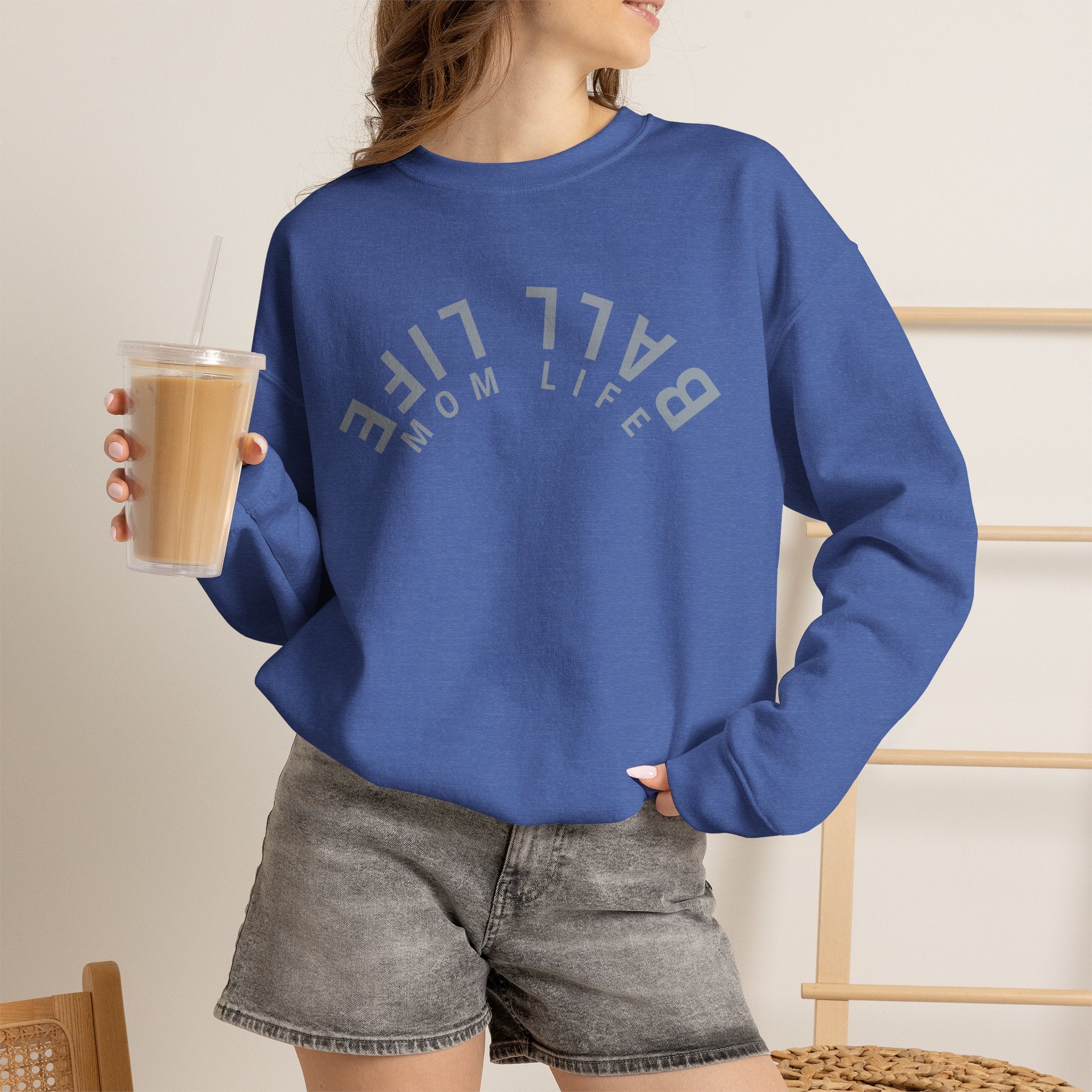 Crewneck Sweatshirt for Mom — Ball Life Mom Life Minimal Athletic Sweatshirt