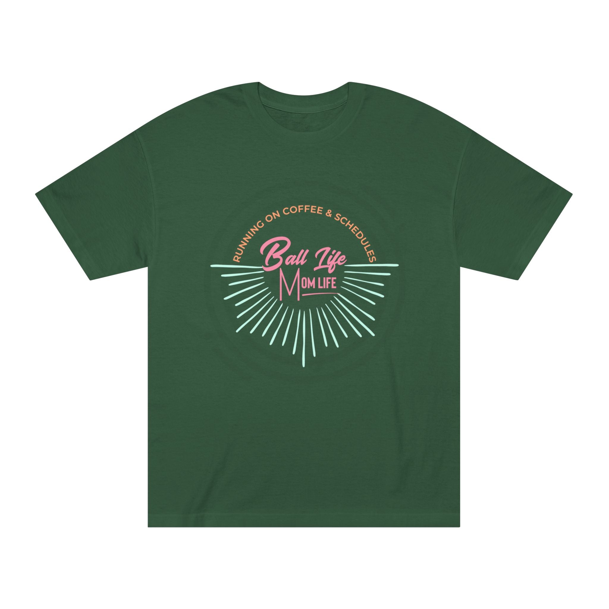 Ball Life Mom Life Graphic Tee — Running on Coffee & Schedules Retro Vibe