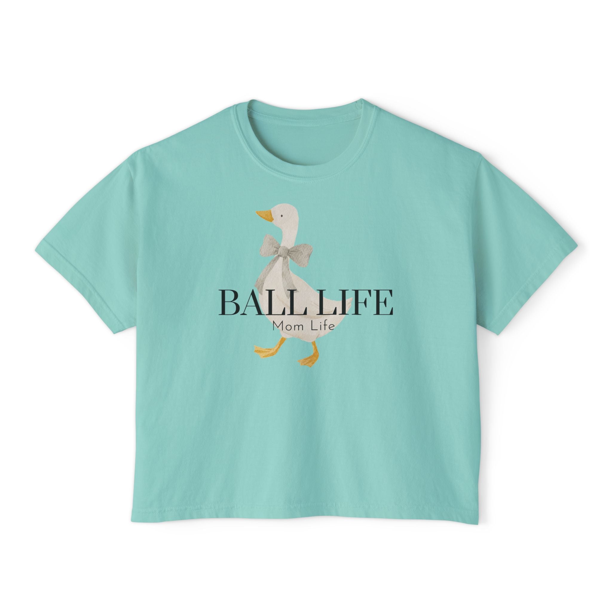 Women's Boxy Tee — Ball Life Mom Life Silly Goose Graphic