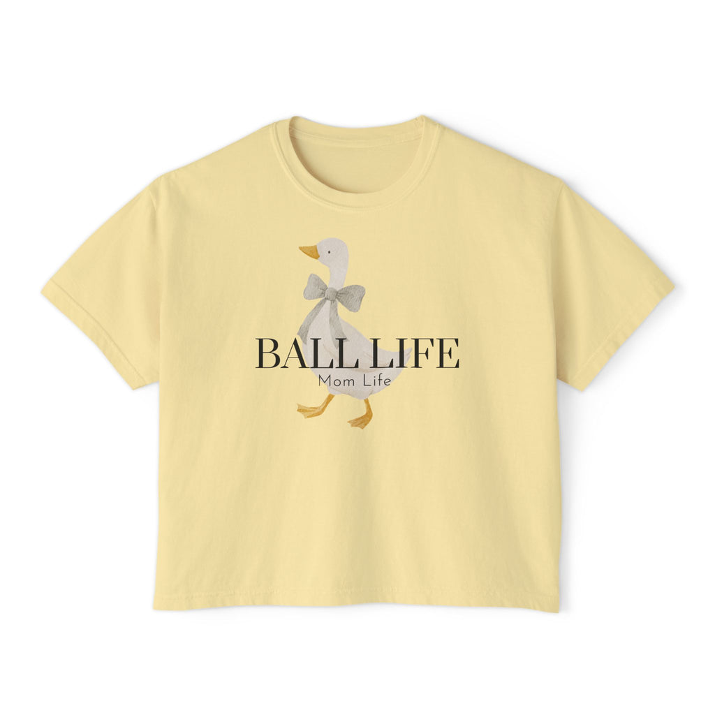 Women's Boxy Tee — Ball Life Mom Life Silly Goose Graphic