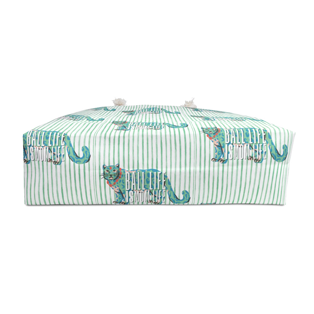 Teal Leopard Weekender Bag – Striped Travel Tote for Weekend Getaways