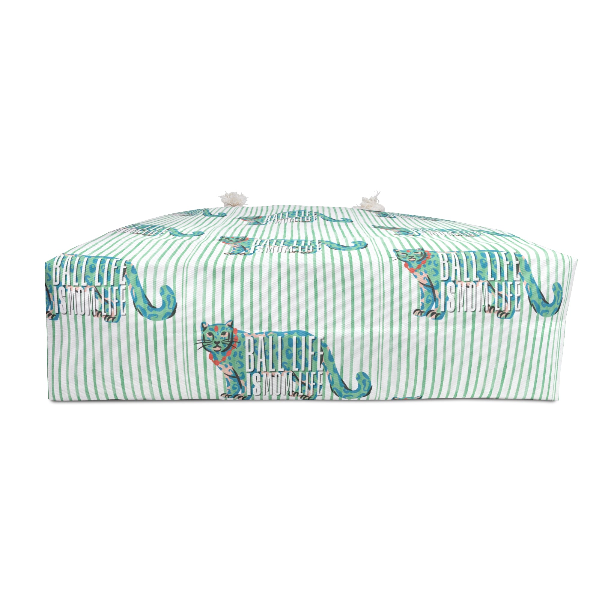 Teal Leopard Weekender Bag – Striped Travel Tote for Weekend Getaways
