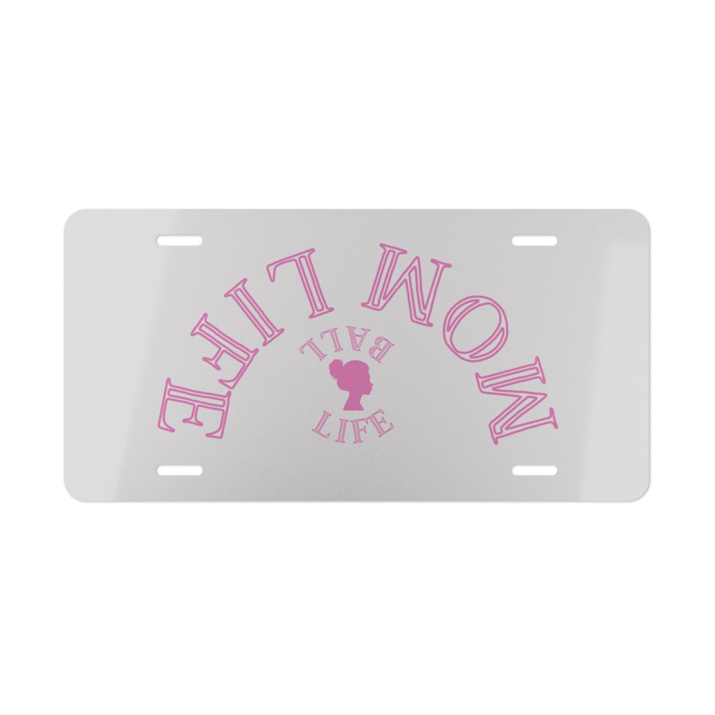 Ball Life Mom Life License Plate Upside Down Logo