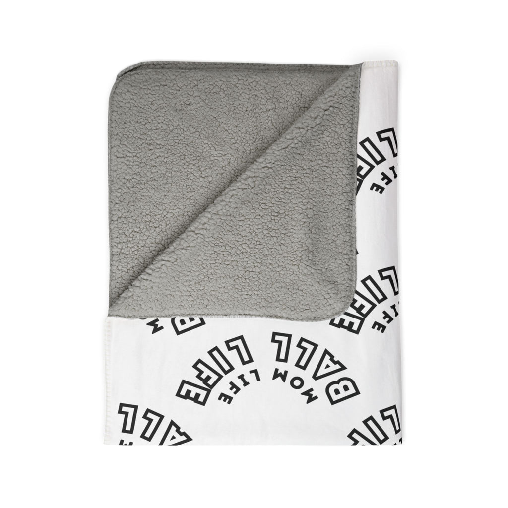 Fleece & Sherpa Blanket Repeating Typography — Mom Life Ball Life Cozy Fleece Throw for Game Day