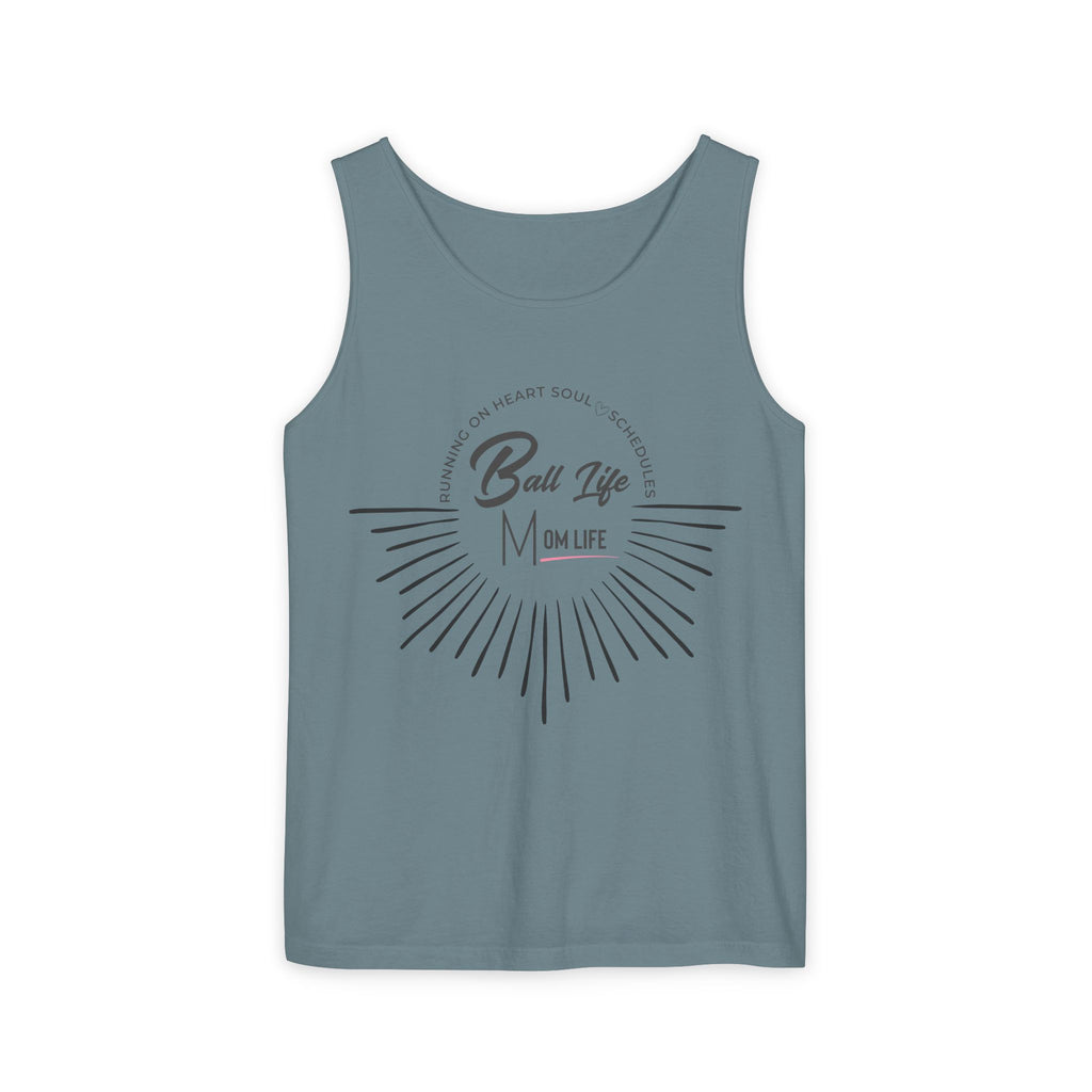 Tank Top — Ball Life Mom Life Retro Sunburst Graphic