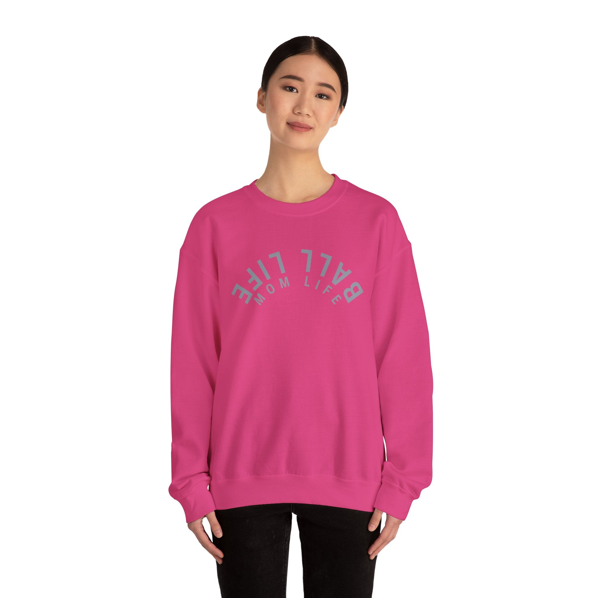 Crewneck Sweatshirt for Mom — Ball Life Mom Life Minimal Athletic Sweatshirt