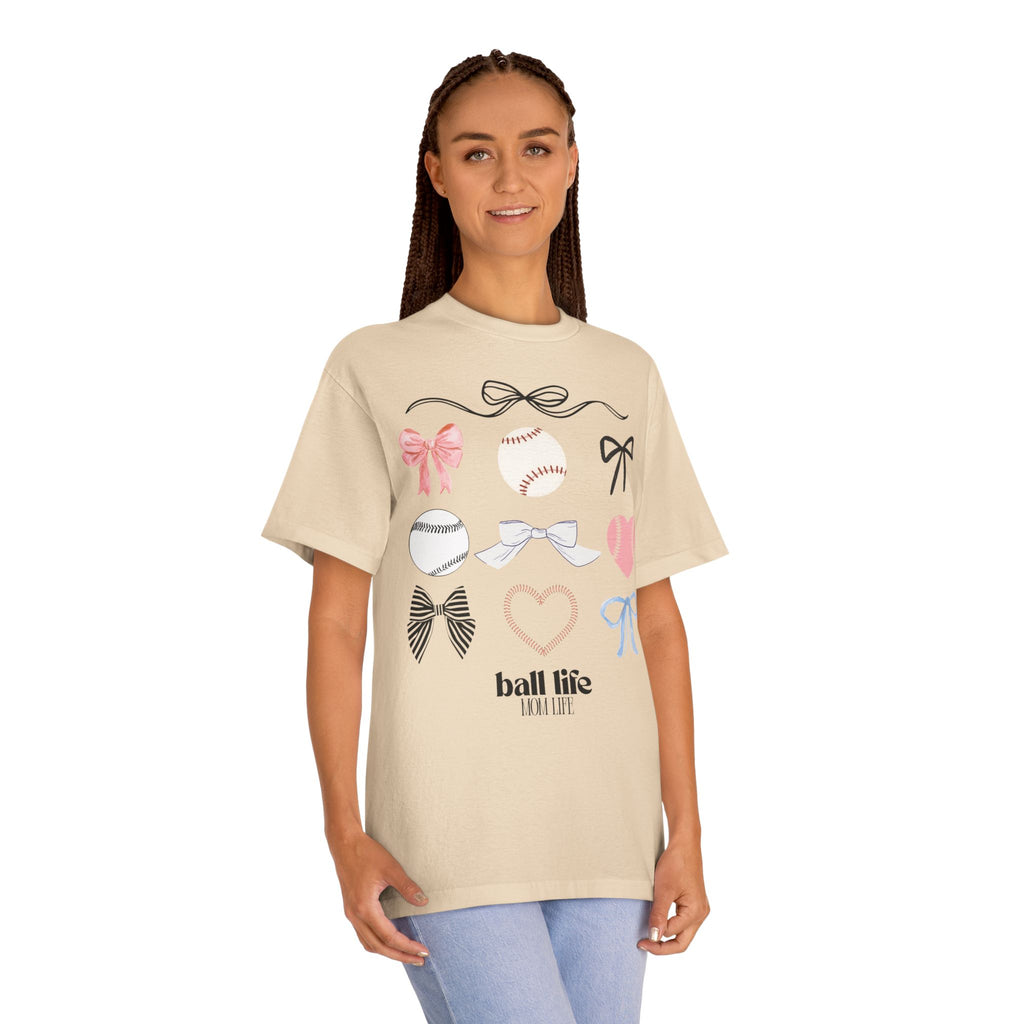 Baseball Bow Graphic Tee — "Ball Life" Bows & Heart Sports Shirt