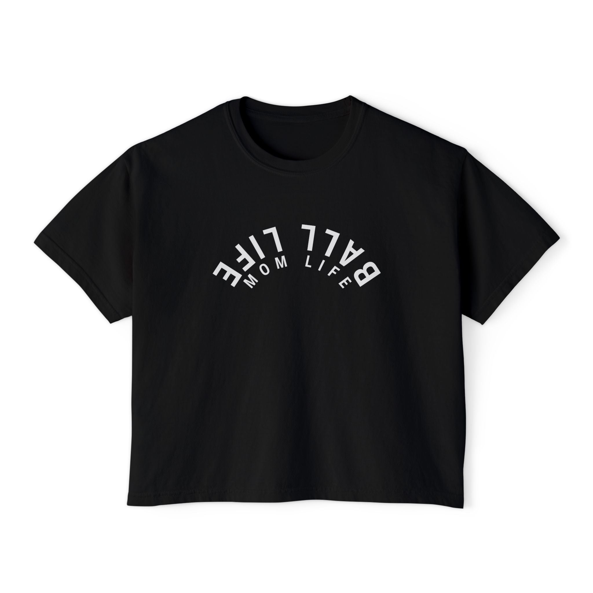 Boxy Tee — Ball Life Mom Life Upside Down Logo Women's Crop T-Shirt