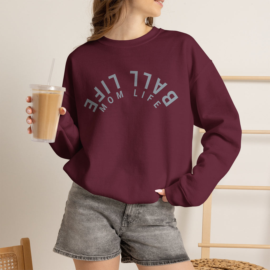 Crewneck Sweatshirt for Mom — Ball Life Mom Life Minimal Athletic Sweatshirt