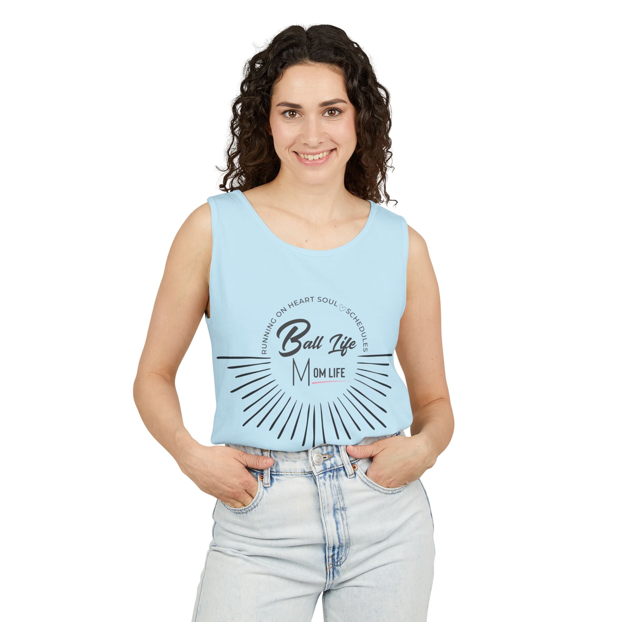 Tank Top — Ball Life Mom Life Retro Sunburst Graphic