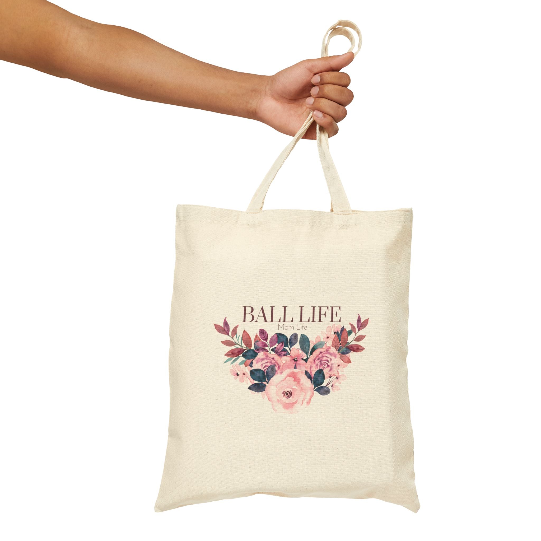 Tote Bag for Mom — Ball Life Floral Canvas Tote (Reusable Market & Gym Bag)