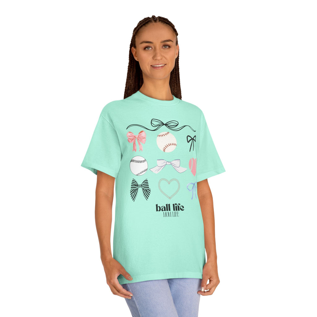 Baseball Bow Graphic Tee — "Ball Life" Bows & Heart Sports Shirt