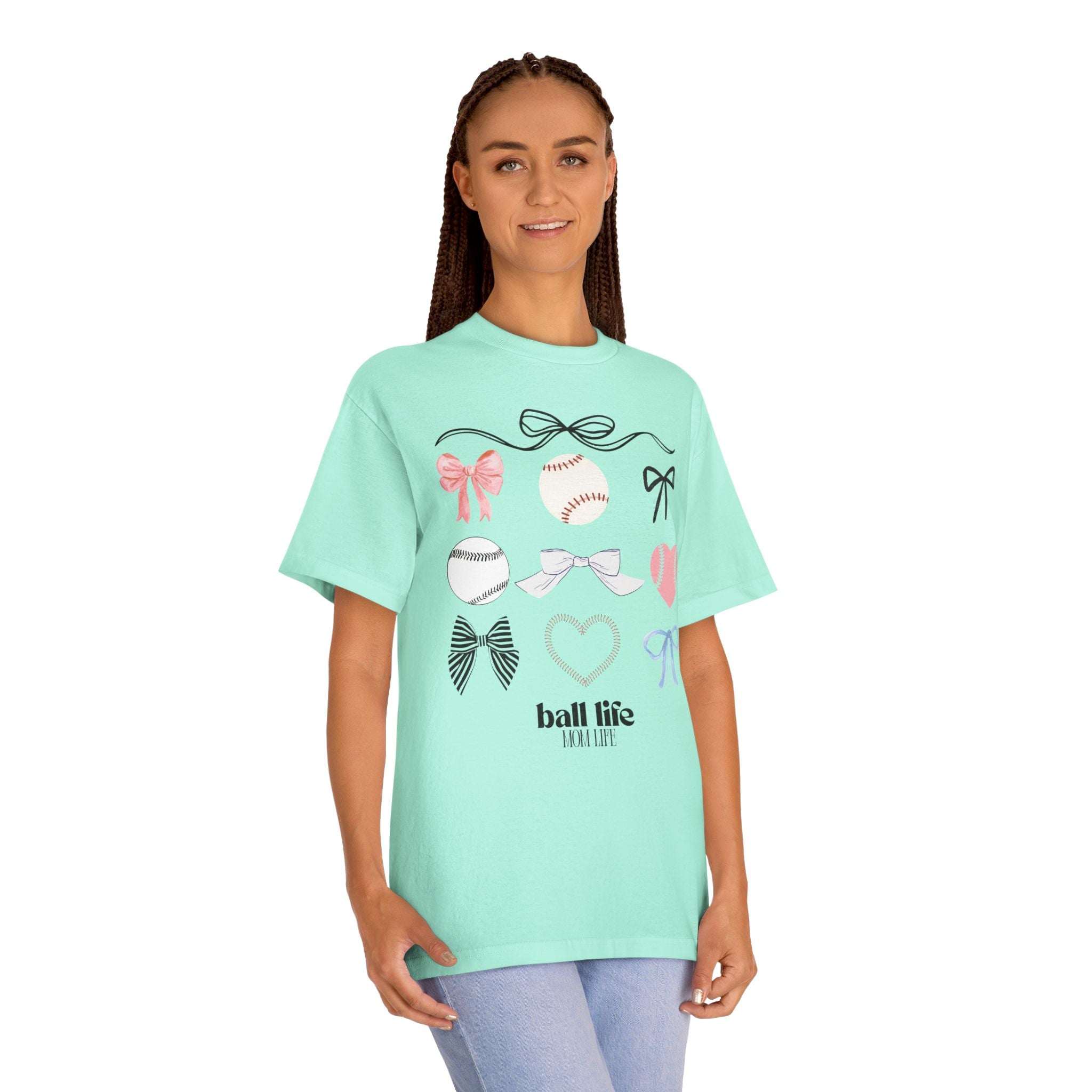 Baseball Bow Graphic Tee — "Ball Life" Bows & Heart Sports Shirt