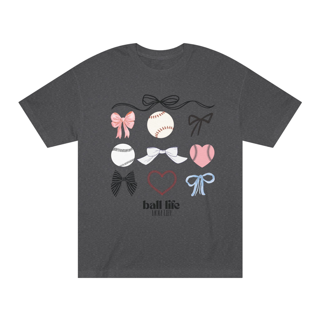 Baseball Bow Graphic Tee — "Ball Life" Bows & Heart Sports Shirt