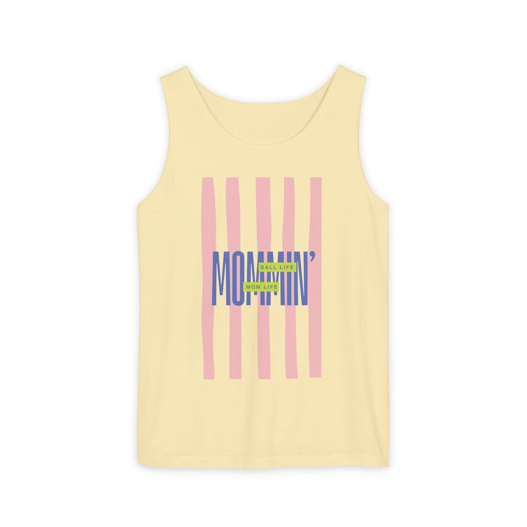 Mommin' Stripes Tank Top — Retro Pastel Graphic Tank Mommin' Ball Life Mom Life