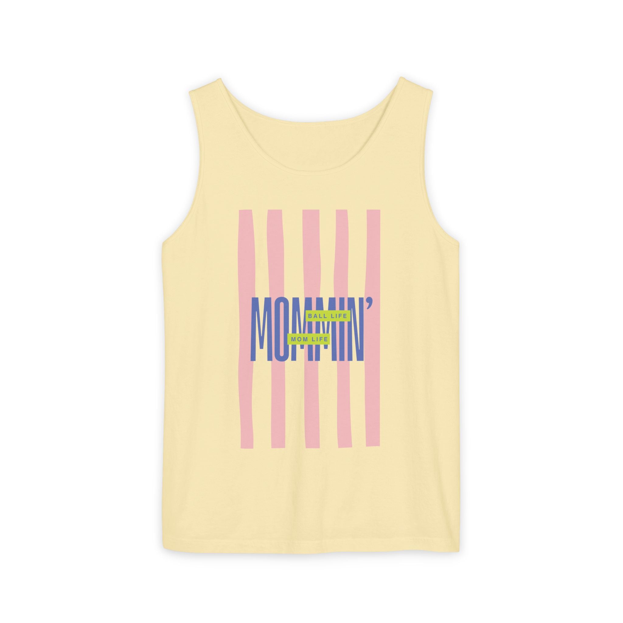Mommin' Stripes Tank Top — Retro Pastel Graphic Tank Mommin' Ball Life Mom Life
