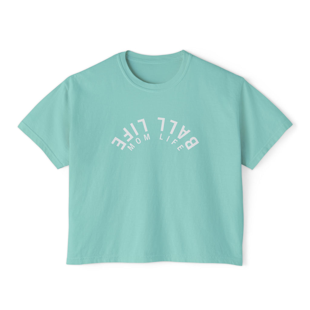 Boxy Tee — Ball Life Mom Life Upside Down Logo Women's Crop T-Shirt