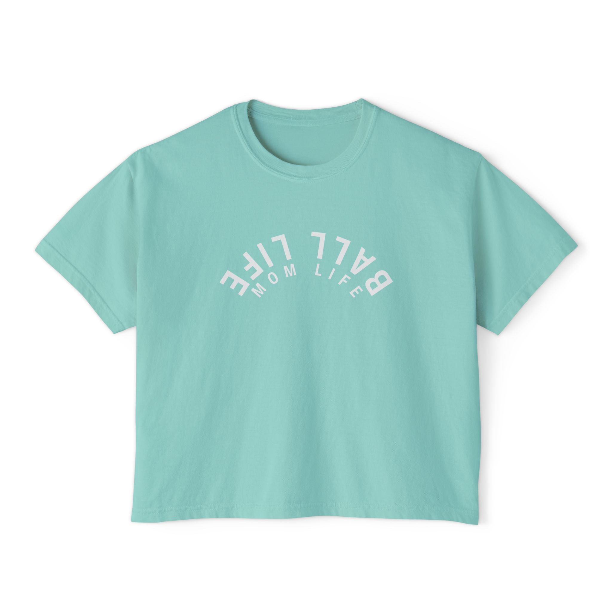 Boxy Tee — Ball Life Mom Life Upside Down Logo Women's Crop T-Shirt