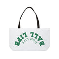 Weekender Tote — 'Ball Life Mom Life' Upside Down Arch Logo Canvas Travel Bag